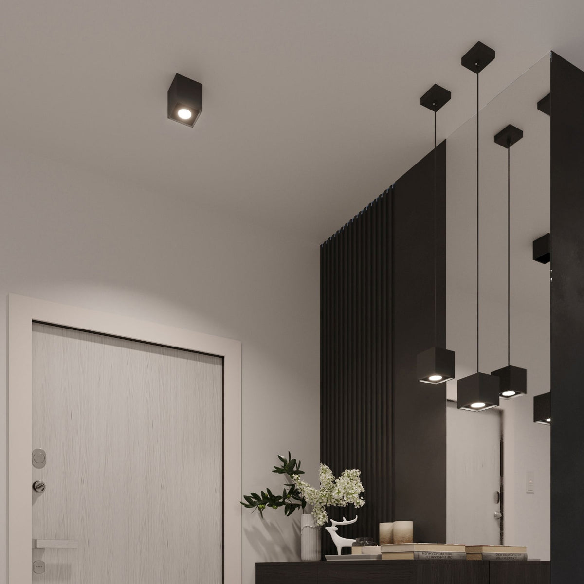 Loftslampe QUAD 1 sort – Aluminium – GU10
