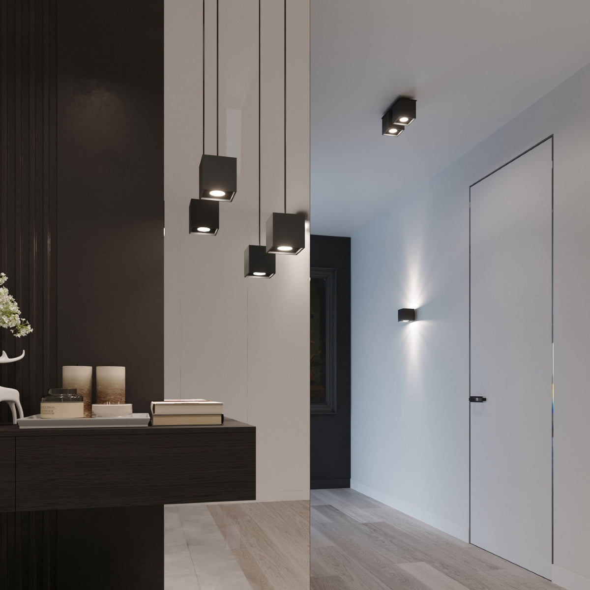 Loftslampe QUAD 1 sort – Aluminium – GU10