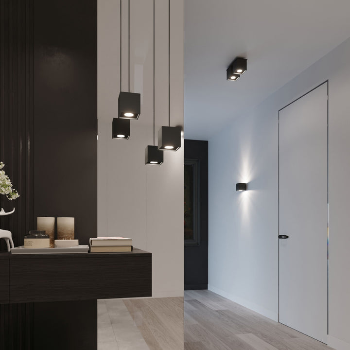 Loftslampe QUAD 1 sort – Aluminium – GU10