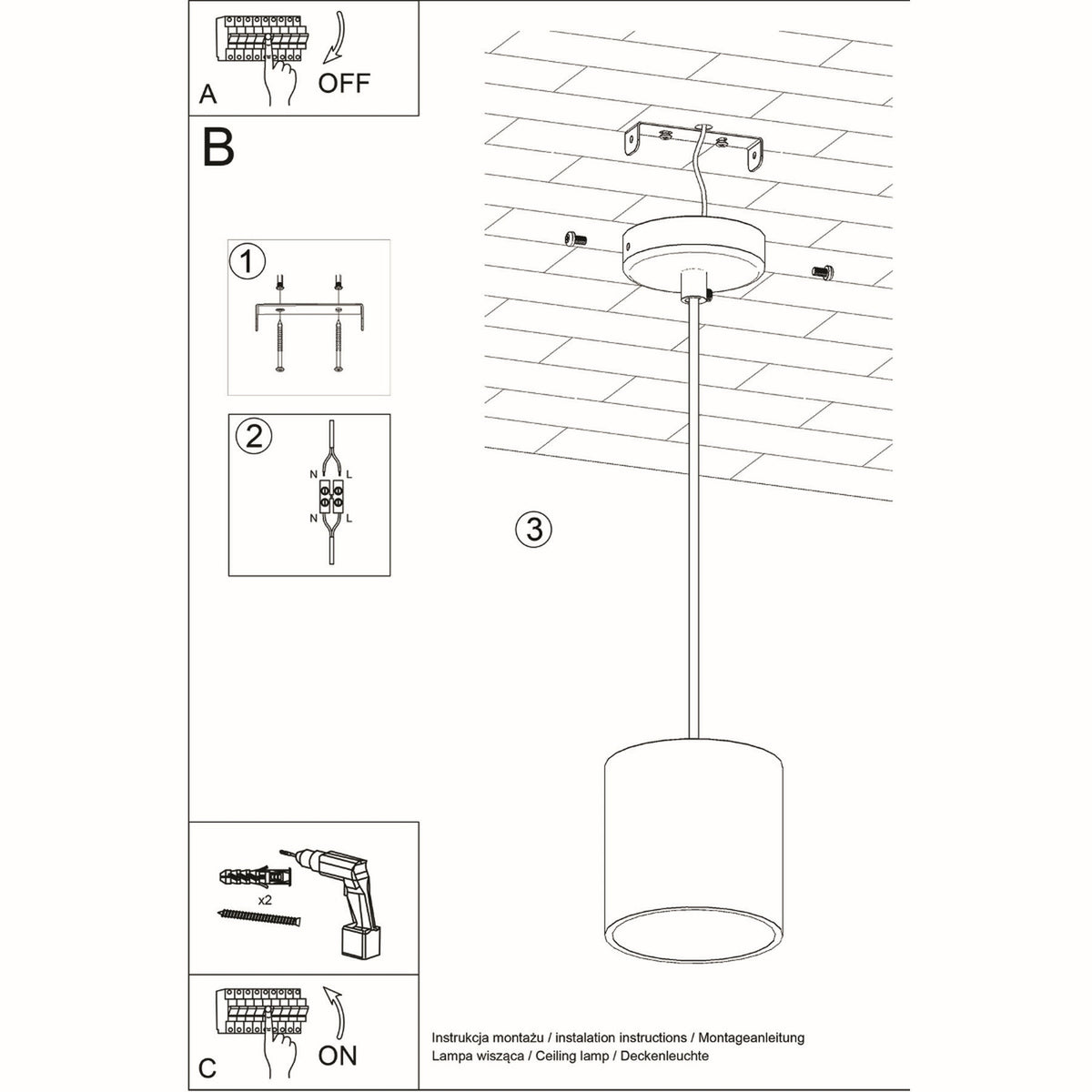 Vedhængslampe ORBIS 1 sort – Aluminium – GU10