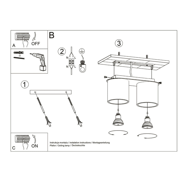 Loftslampe ORBIS 2 sort – Aluminium – GU10