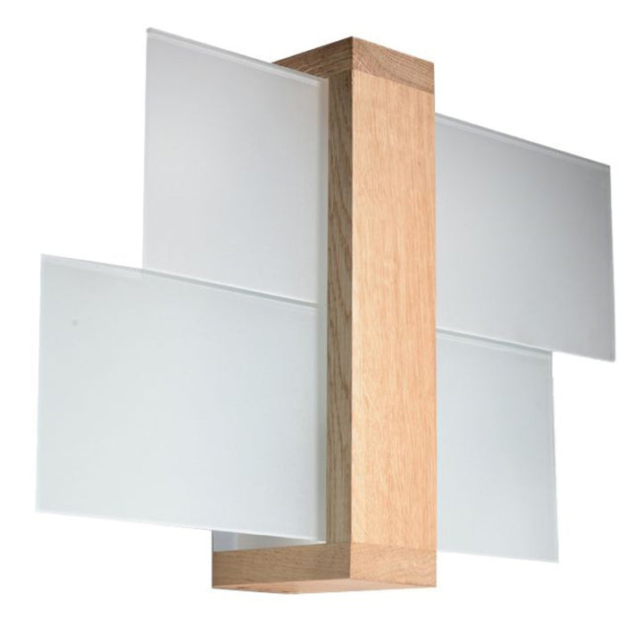 Væglampe FENIKS 1 naturtræ – Træ, glas – E27