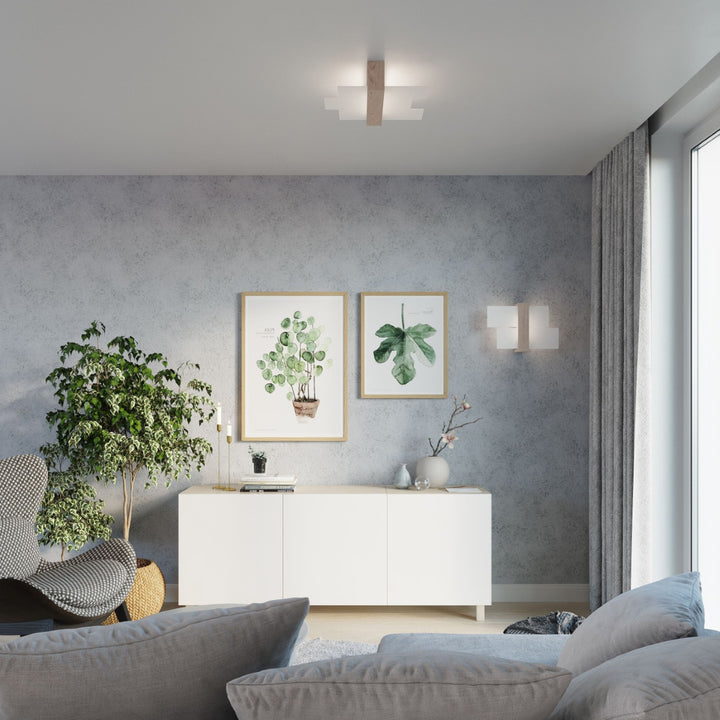 Væglampe FENIKS 1 naturtræ – Træ, glas – E27
