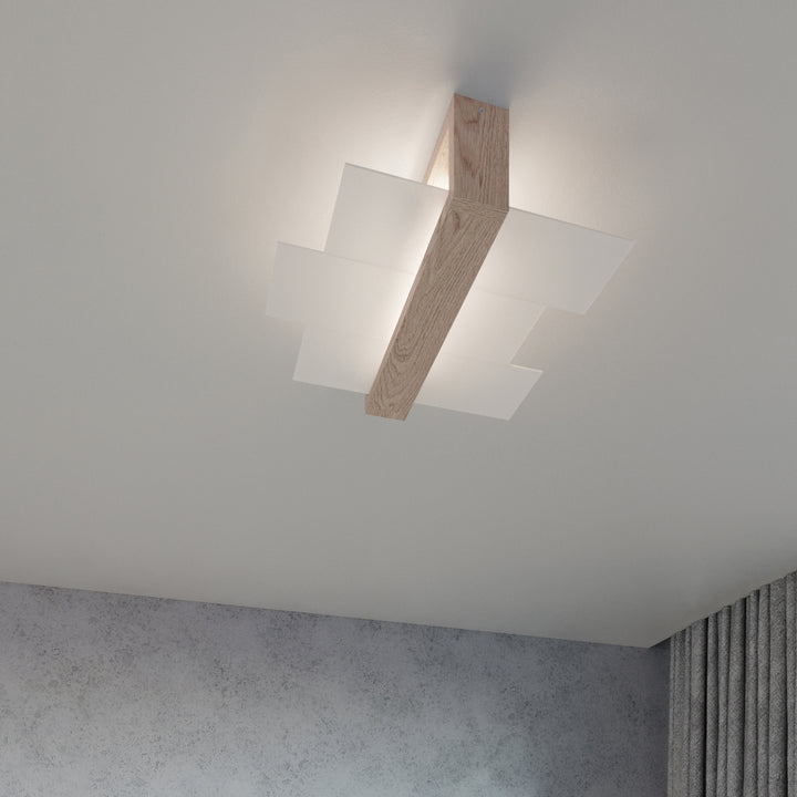 Væglampe FENIKS 1 naturtræ – Træ, glas – E27