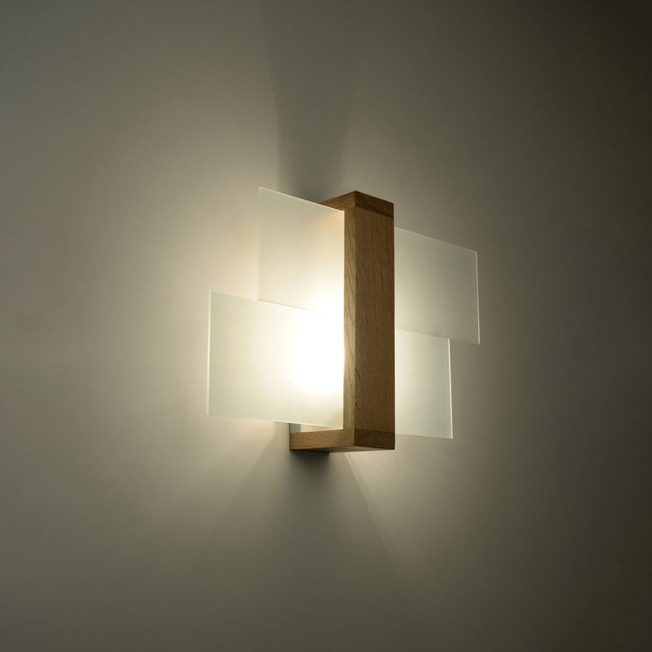 Væglampe FENIKS 1 naturtræ – Træ, glas – E27