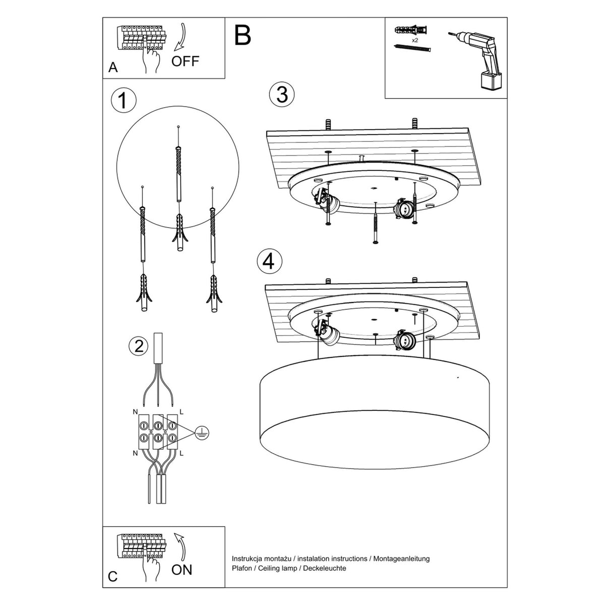 Loftslampe ARENA 35 sort – PVC – E27
