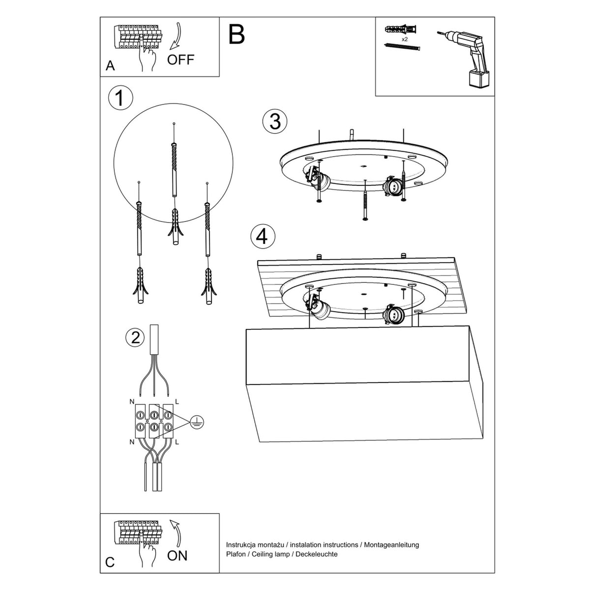 Loftslampe HORUS 35 sort – PVC – E27