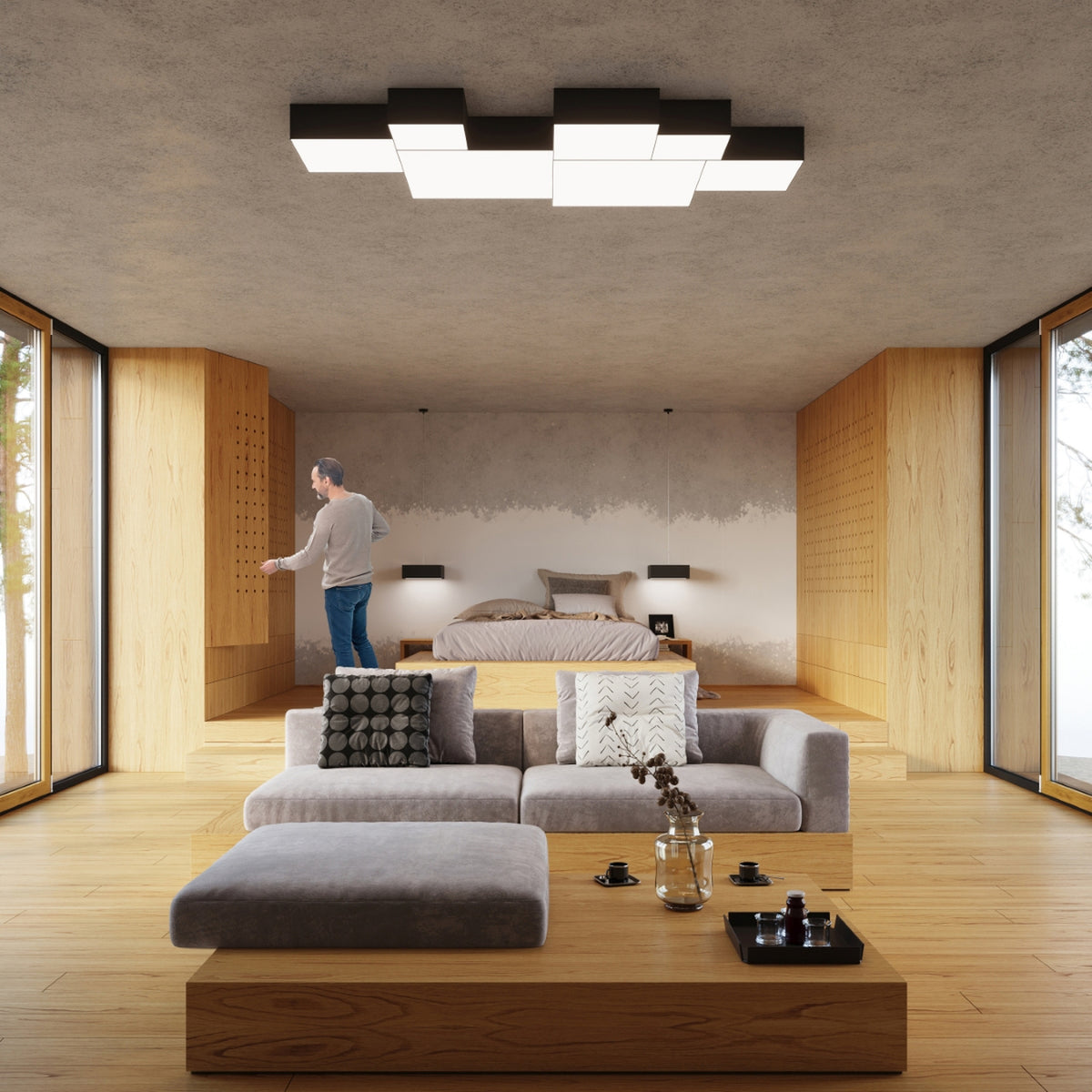 Loftslampe HORUS 35 sort – PVC – E27