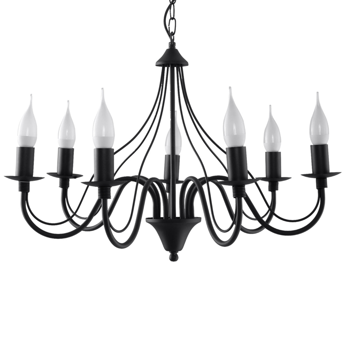 Lysekrone MINERWA 7 sort med 7 lyskilder – 60 × 60 × 80 cm – SL.0219