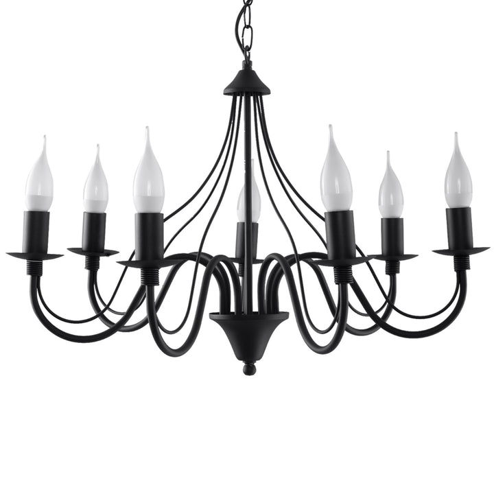 Lysekrone MINERWA 7 sort med 7 lyskilder – 60 × 60 × 80 cm – SL.0219