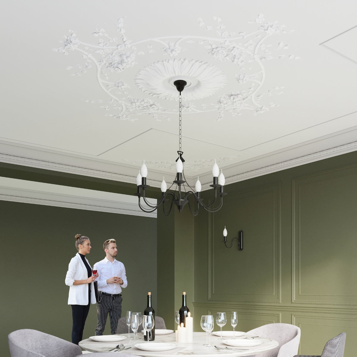 Lysekrone MINERWA 7 sort med 7 lyskilder – 60 × 60 × 80 cm – SL.0219