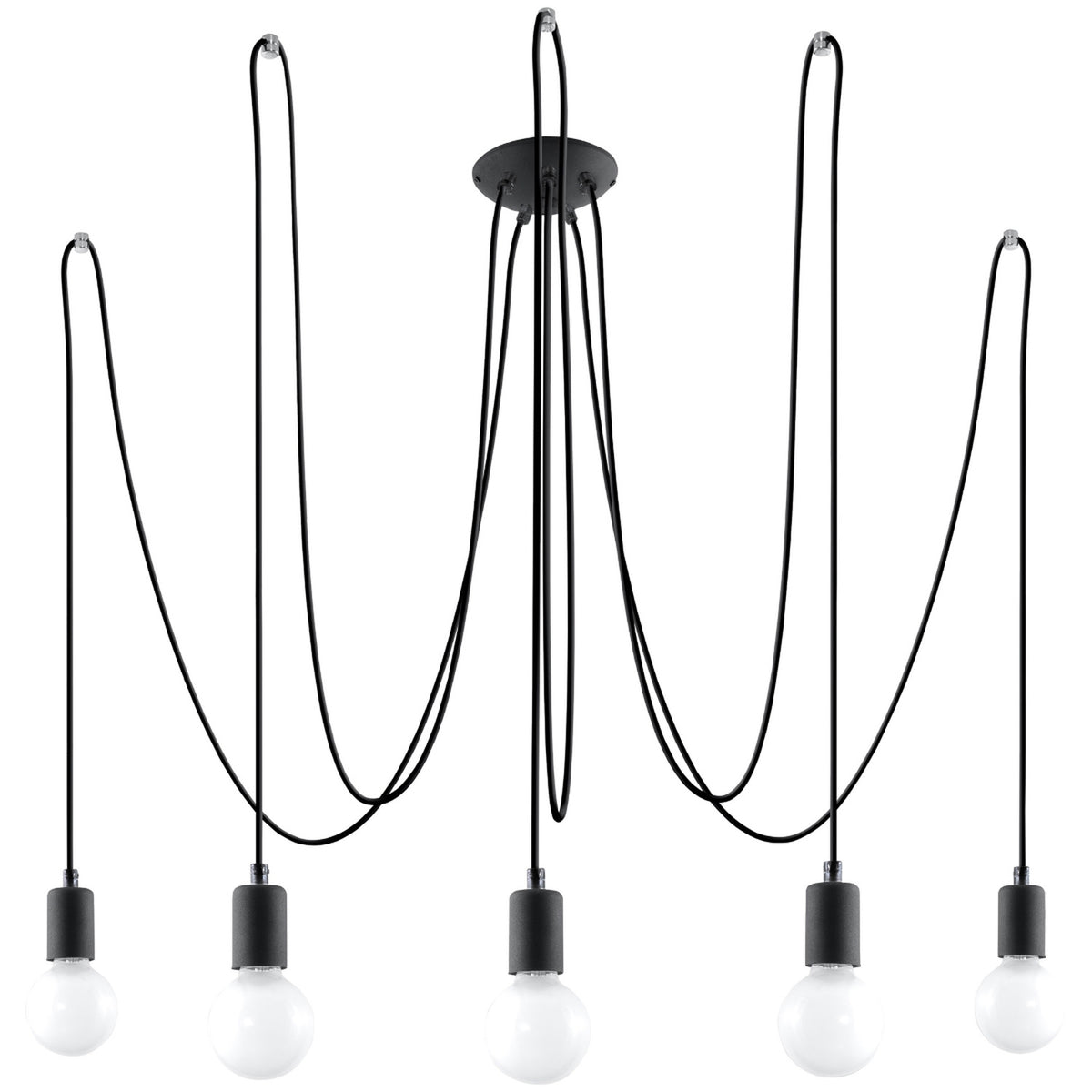Lysekrone EDISON 5 sort med 5 lyskilder – 300 × 300 × 150 cm – SL.0371