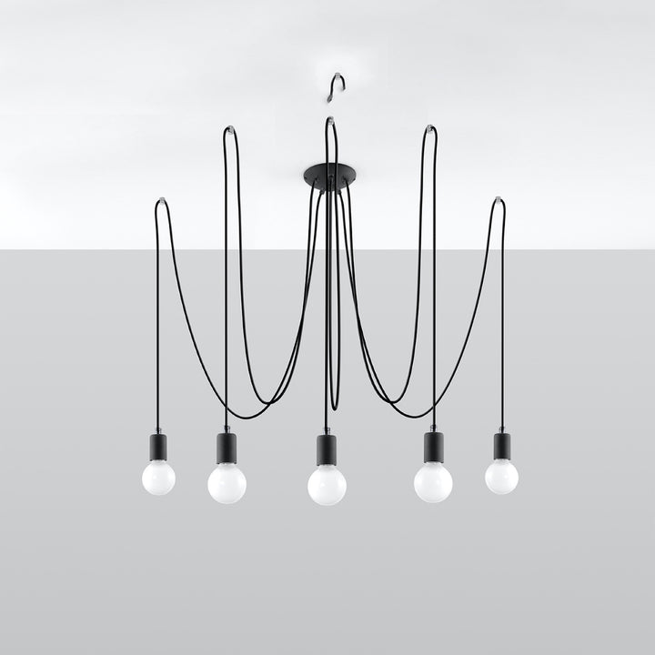 Lysekrone EDISON 5 sort med 5 lyskilder – 300 × 300 × 150 cm – SL.0371