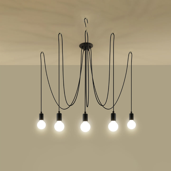 Lysekrone EDISON 5 sort med 5 lyskilder – 300 × 300 × 150 cm – SL.0371
