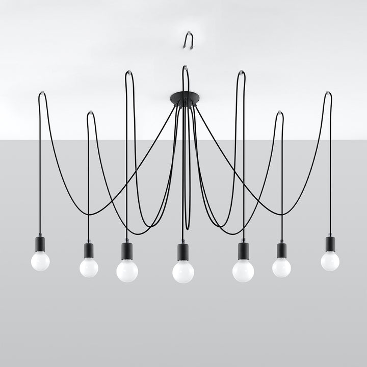 Lysekrone EDISON 7 sort med 7 lyskilder – 300 × 300 × 150 cm – SL.0372