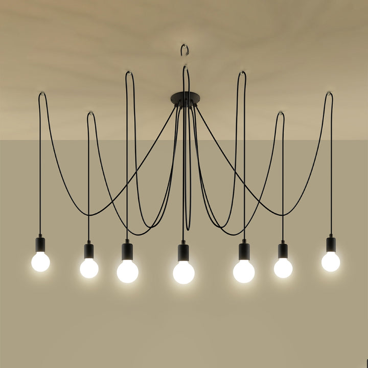 Lysekrone EDISON 7 sort med 7 lyskilder – 300 × 300 × 150 cm – SL.0372