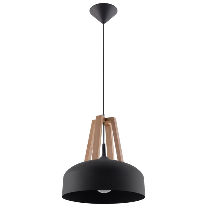 Pendellampe CASCO sort/naturtræ – E27 1 lyskilde 30 × 30 × 85 cm IP20