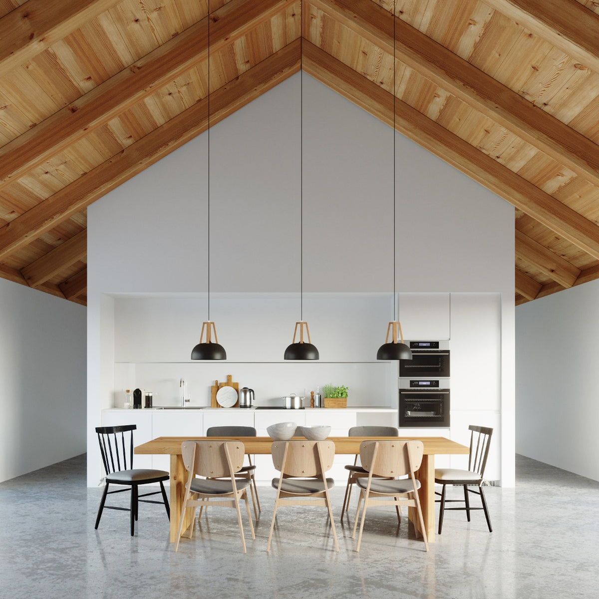 Pendellampe CASCO sort/naturtræ – E27 1 lyskilde 30 × 30 × 85 cm IP20