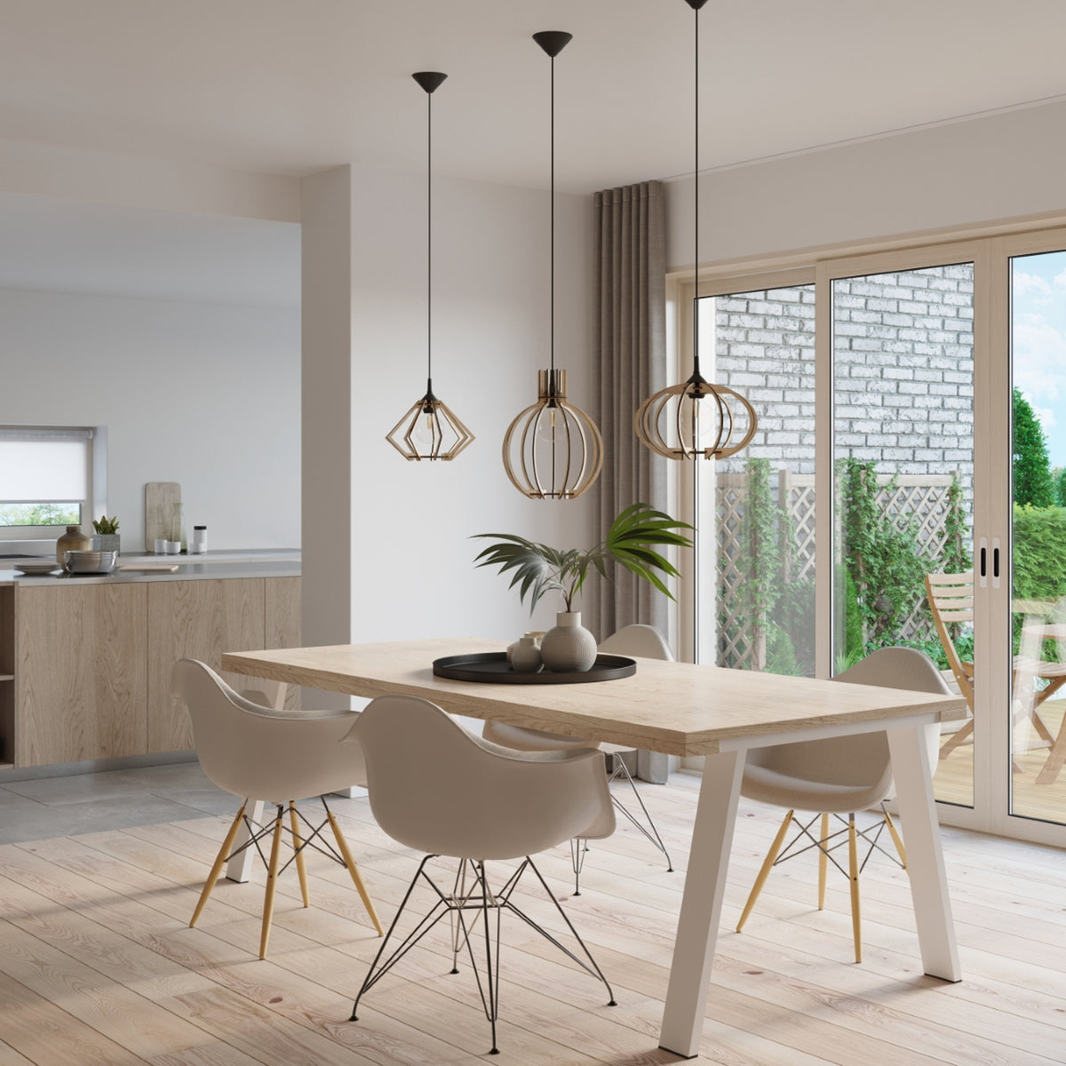 Pendellampe ARANCIA naturtræ – E27 1 lyskilde træ 28 × 28 × 100 cm IP20