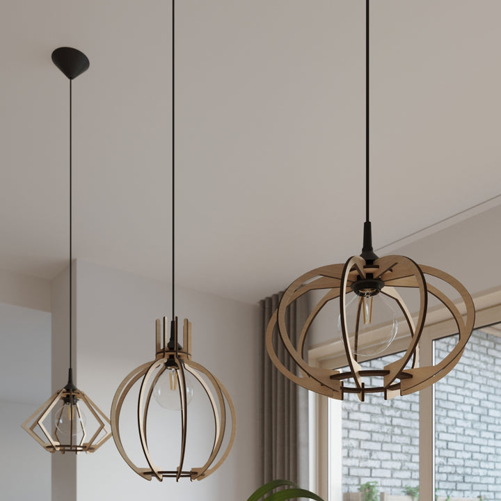 Pendellampe ARANCIA naturtræ – E27 1 lyskilde træ 28 × 28 × 100 cm IP20