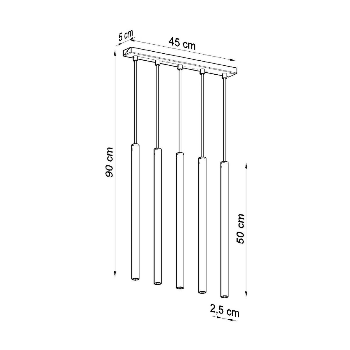 Pendellampe PASTELO 5 hvid – Stål – G9
