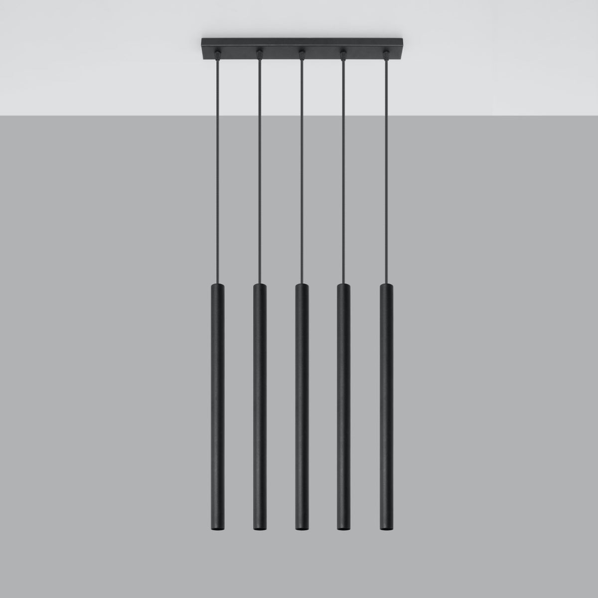 Pendellampe PASTELO 5 sort med 5 lyskilder – 45 × 5 × 90 cm – SL.0472