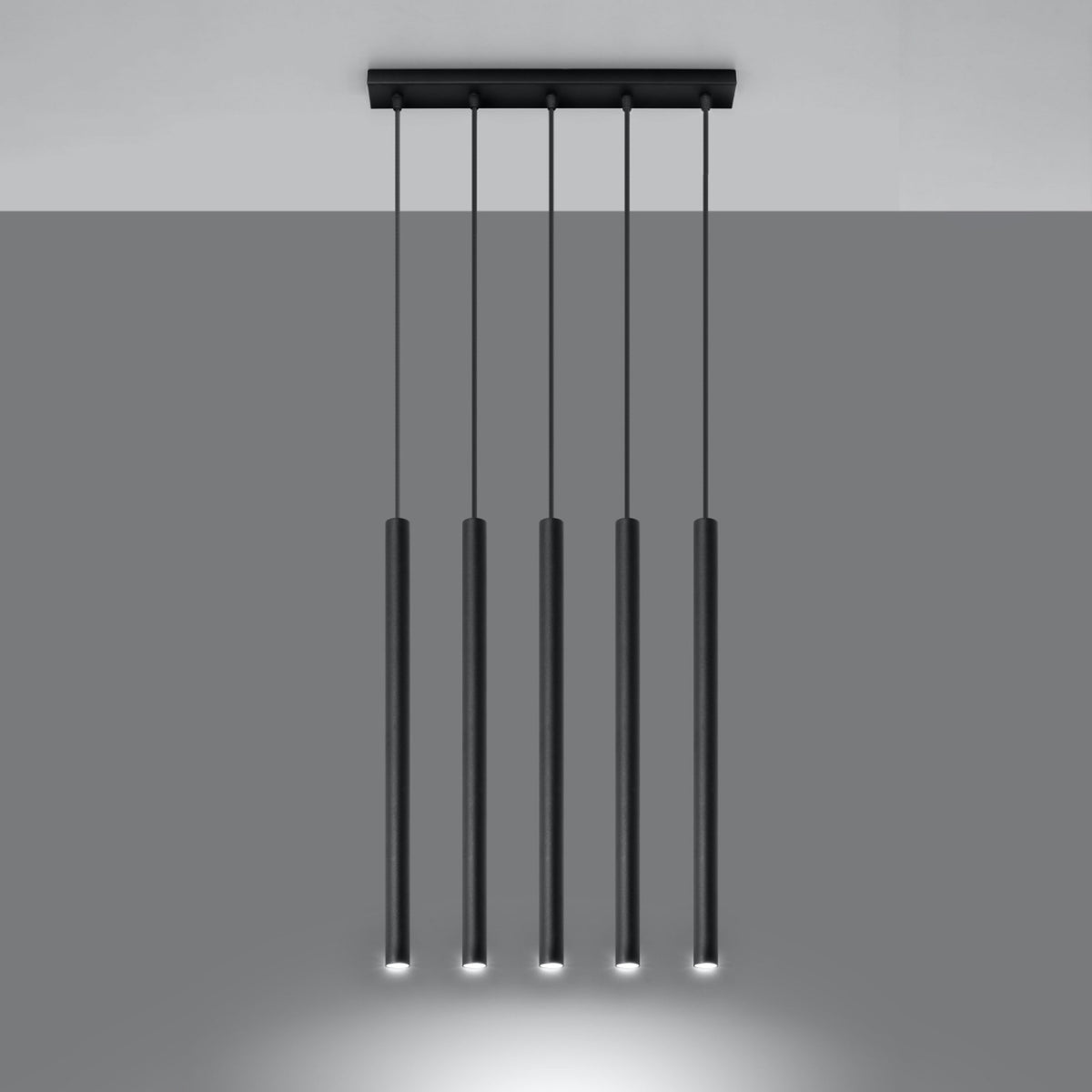 Pendellampe PASTELO 5 sort med 5 lyskilder – 45 × 5 × 90 cm – SL.0472