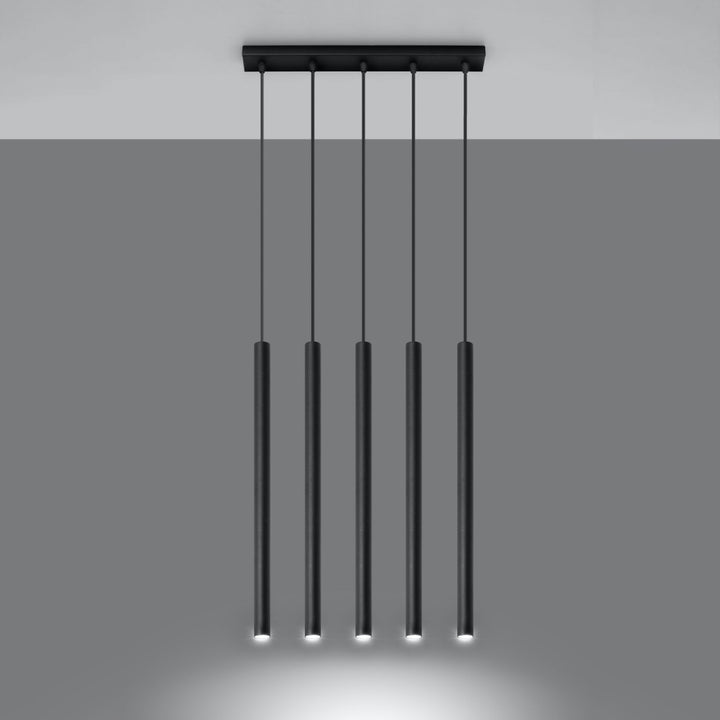 Pendellampe PASTELO 5 sort med 5 lyskilder – 45 × 5 × 90 cm – SL.0472