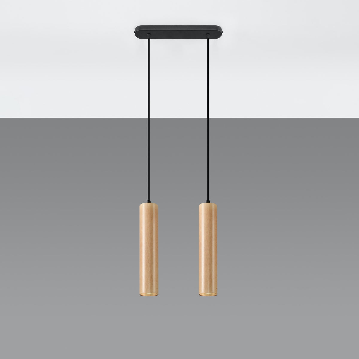 Pendellampe LINO 2 træ – GU10 2 lyskilder træ 30 × 6 × 90 cm – indendørs
