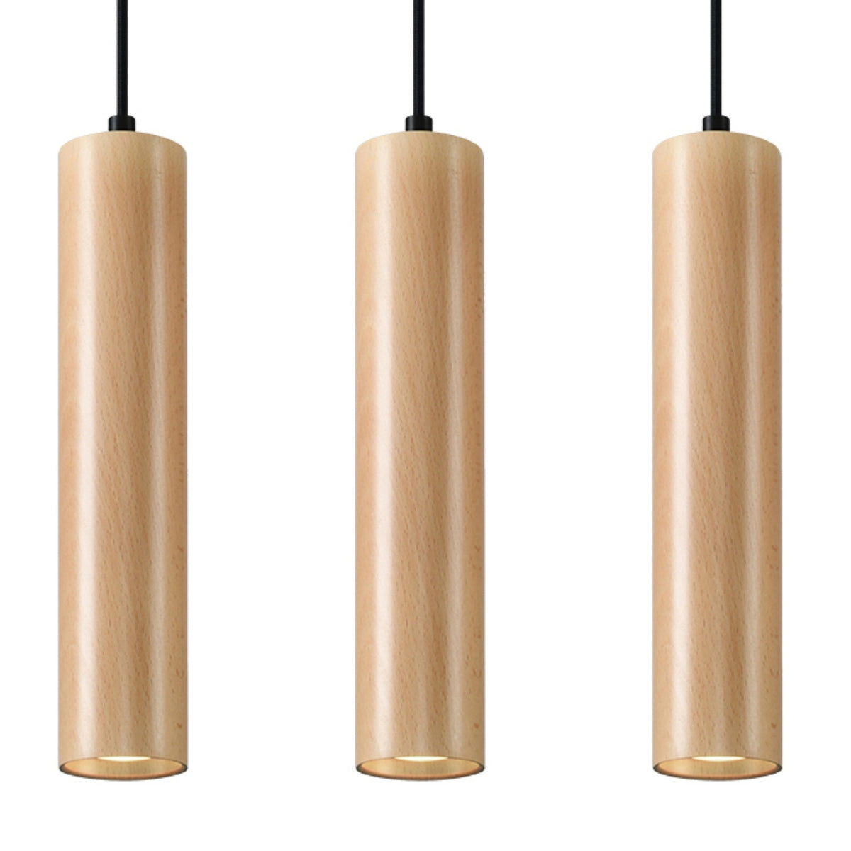 Pendellampe LINO 3 træ – GU10 3 lyskilder træ 45 × 6 × 90 cm – indendørs