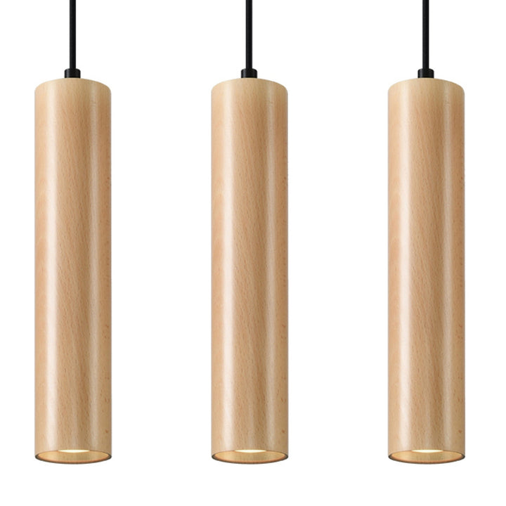 Pendellampe LINO 3 træ – GU10 3 lyskilder træ 45 × 6 × 90 cm – indendørs