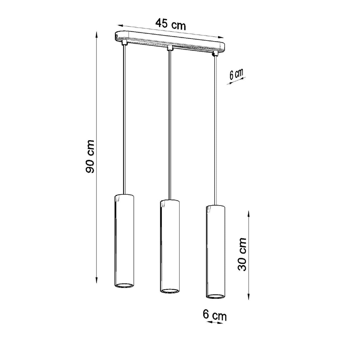Pendellampe LINO 3 træ – GU10 3 lyskilder træ 45 × 6 × 90 cm – indendørs