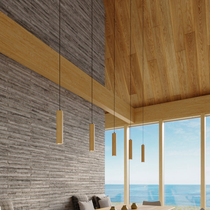 Pendellampe LINO 3 træ – GU10 3 lyskilder træ 45 × 6 × 90 cm – indendørs