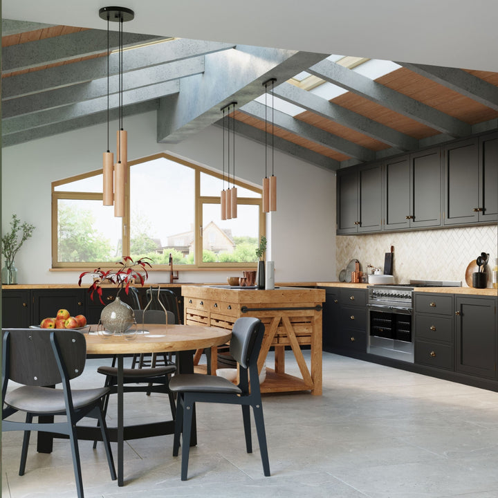 Pendellampe LINO 3 træ – GU10 3 lyskilder træ 45 × 6 × 90 cm – indendørs