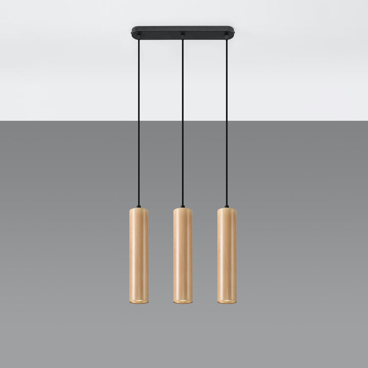 Pendellampe LINO 3 træ – GU10 3 lyskilder træ 45 × 6 × 90 cm – indendørs