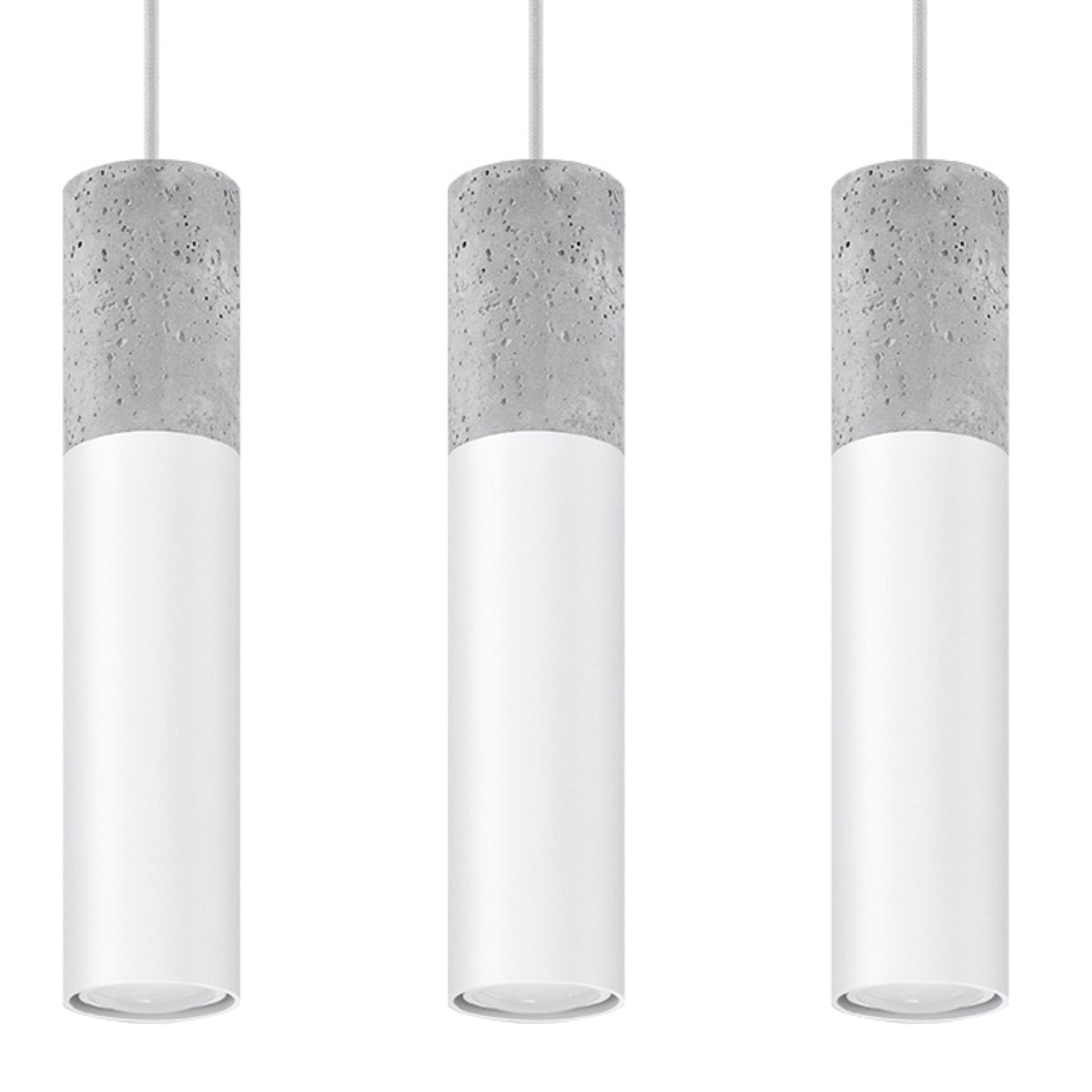 Pendellampe BORGIO 3L hvid – GU10 3 lyskilder stål/beton 45 × 6 × 90 cm IP20