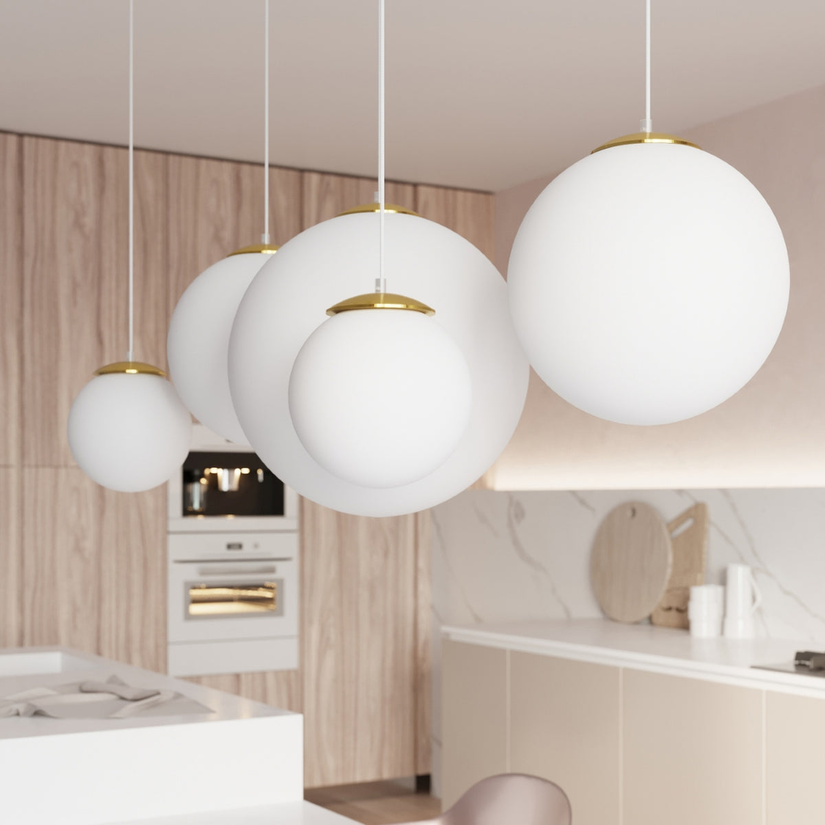 Pendellampe UGO 20 guld – E27 1 lyskilde glas/stål 20 × 20 × 110 cm IP20