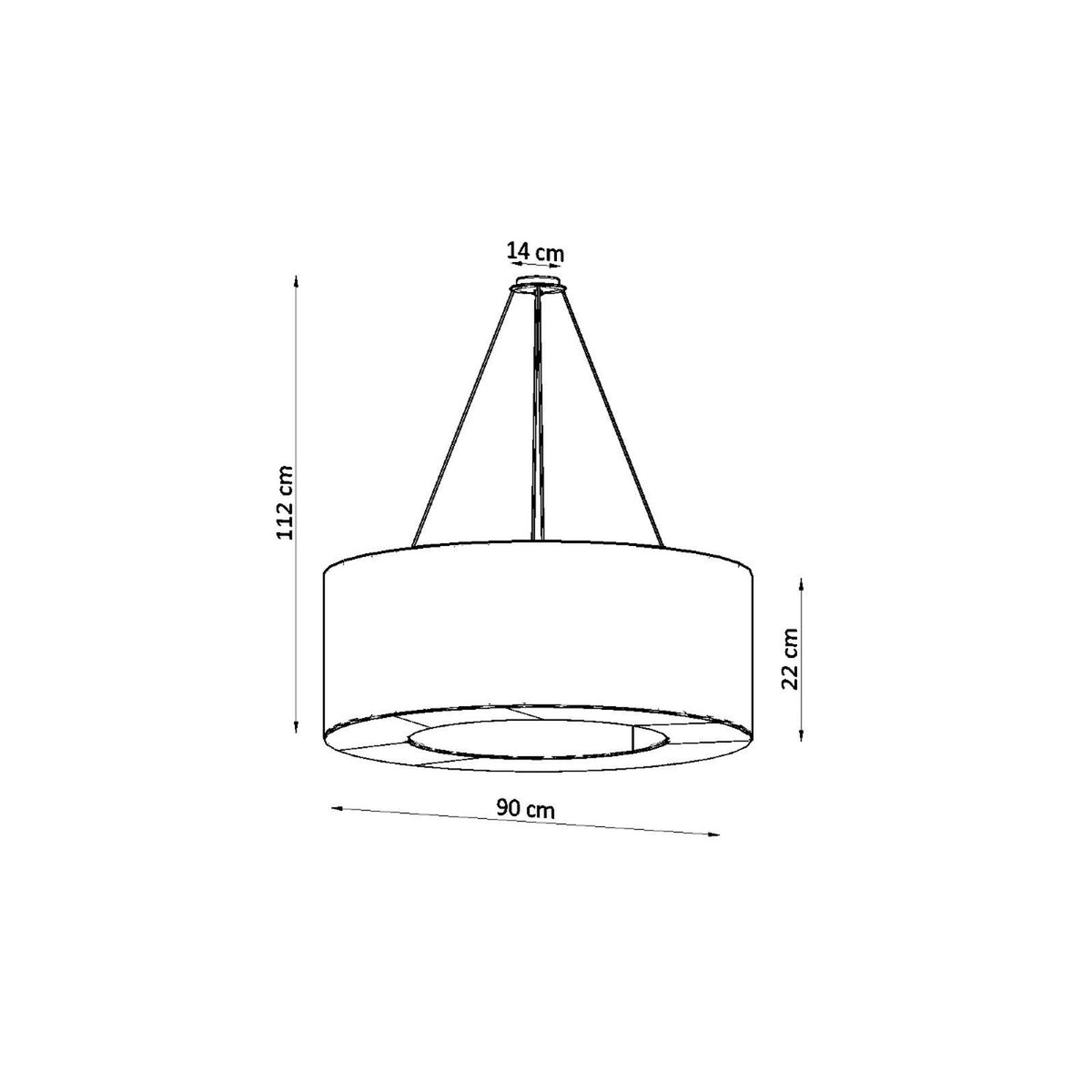 Lysekrone SATURNO 90 sort med 8 lyskilder – 90 × 90 × 112 cm – SL.0796
