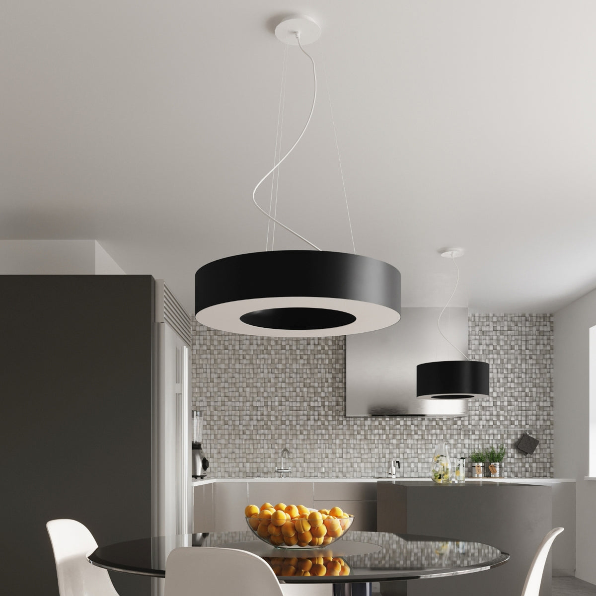 Lysekrone SATURNO 90 sort med 8 lyskilder – 90 × 90 × 112 cm – SL.0796