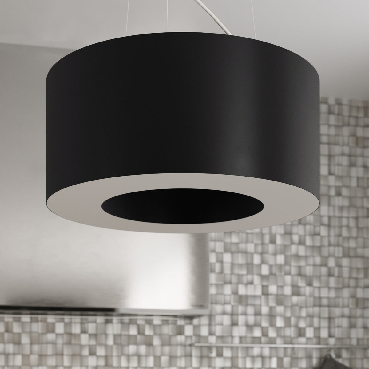Lysekrone SATURNO 90 sort med 8 lyskilder – 90 × 90 × 112 cm – SL.0796