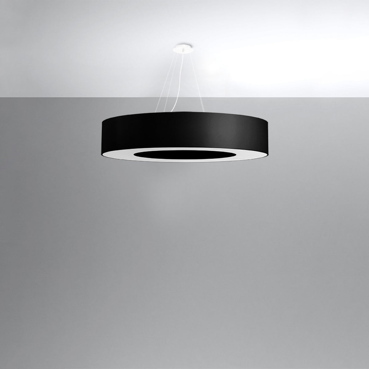 Lysekrone SATURNO 90 sort med 8 lyskilder – 90 × 90 × 112 cm – SL.0796