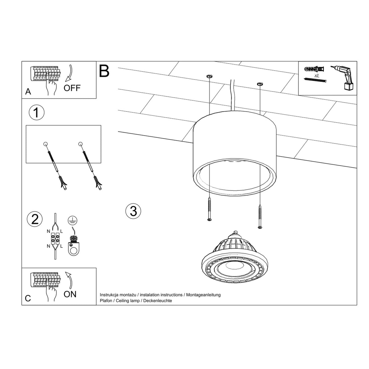 Loftslampe BASIC 1 beton – SL.0881