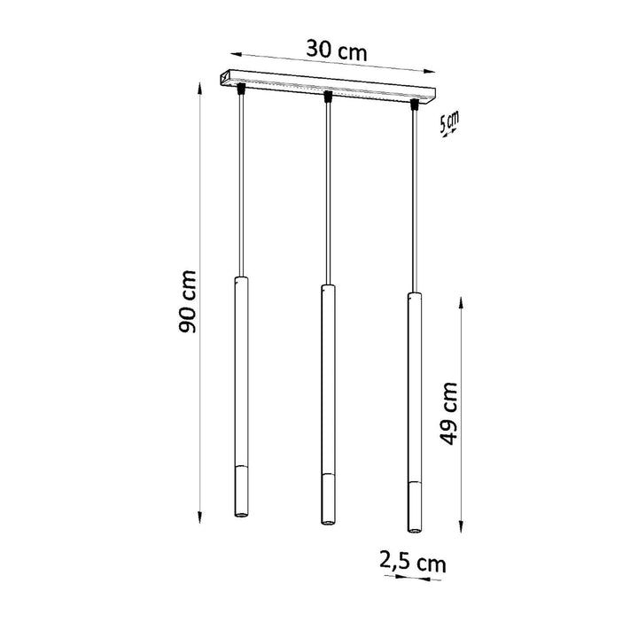 Pendellampe MOZAICA 3L sort/krom – G9 3 lyskilder stål 30 × 5 × 90 cm IP20