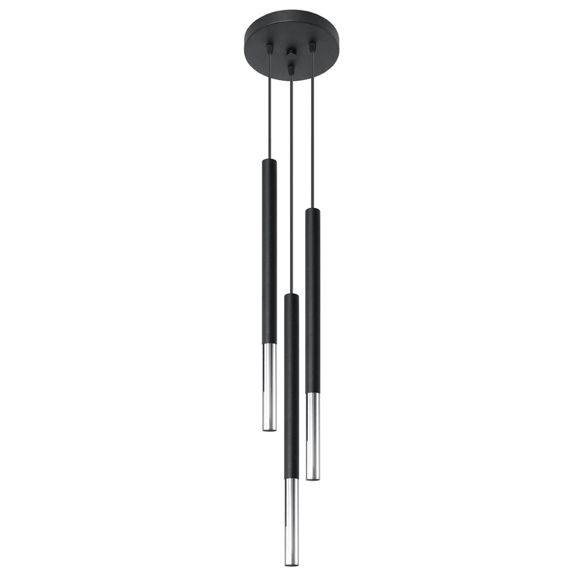 Pendellampe MOZAICA 3P sort/chrom med 3 lyskilder – 20 × 20 × 90 cm – SL.0887