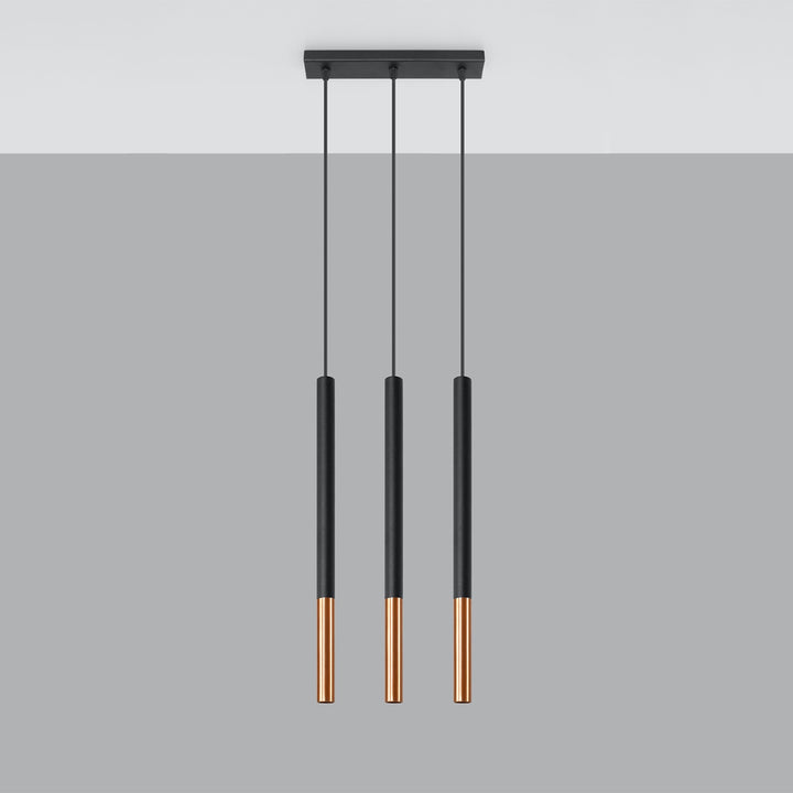 Pendellampe MOZAICA 3L sort/kobber – G9 3 lyskilder stål 30 × 5 × 90 cm IP20