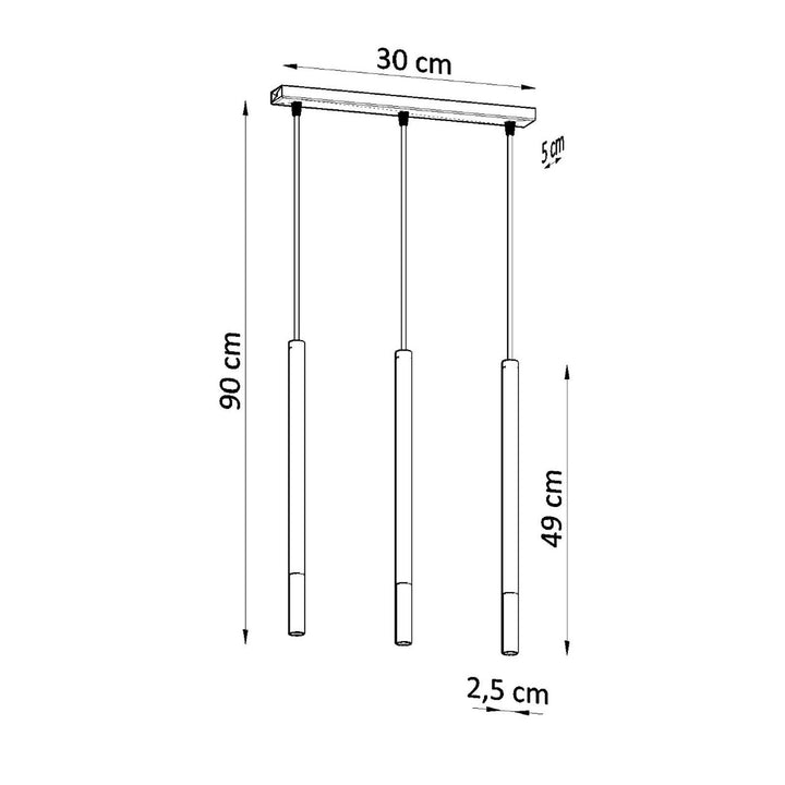 Pendellampe MOZAICA 3L sort/guld – G9 3 lyskilder stål 30 × 5 × 90 cm IP20