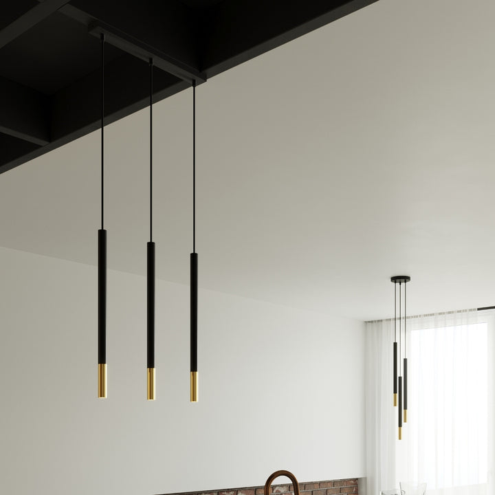 Pendellampe MOZAICA 3L sort/guld – G9 3 lyskilder stål 30 × 5 × 90 cm IP20