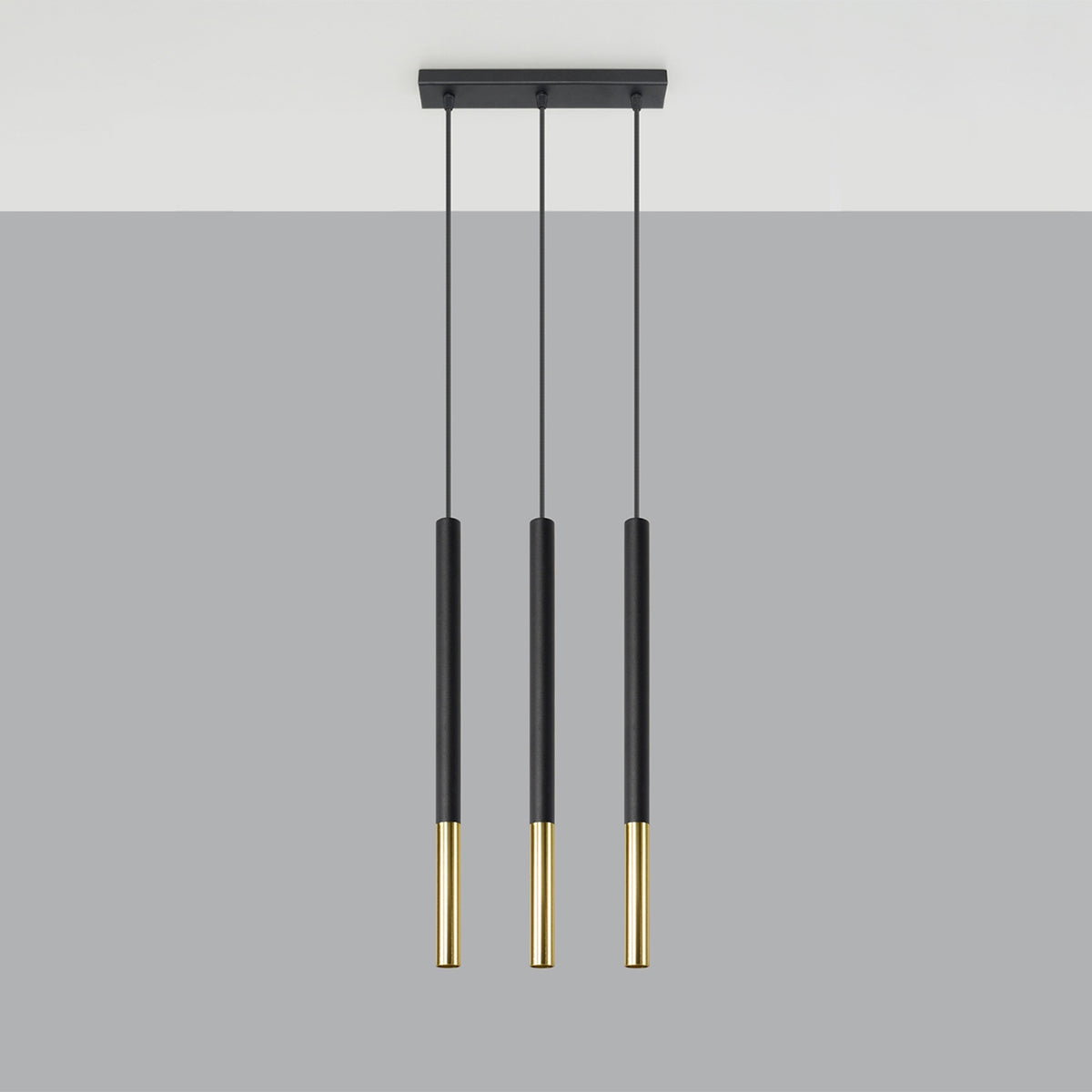 Pendellampe MOZAICA 3L sort/guld – G9 3 lyskilder stål 30 × 5 × 90 cm IP20