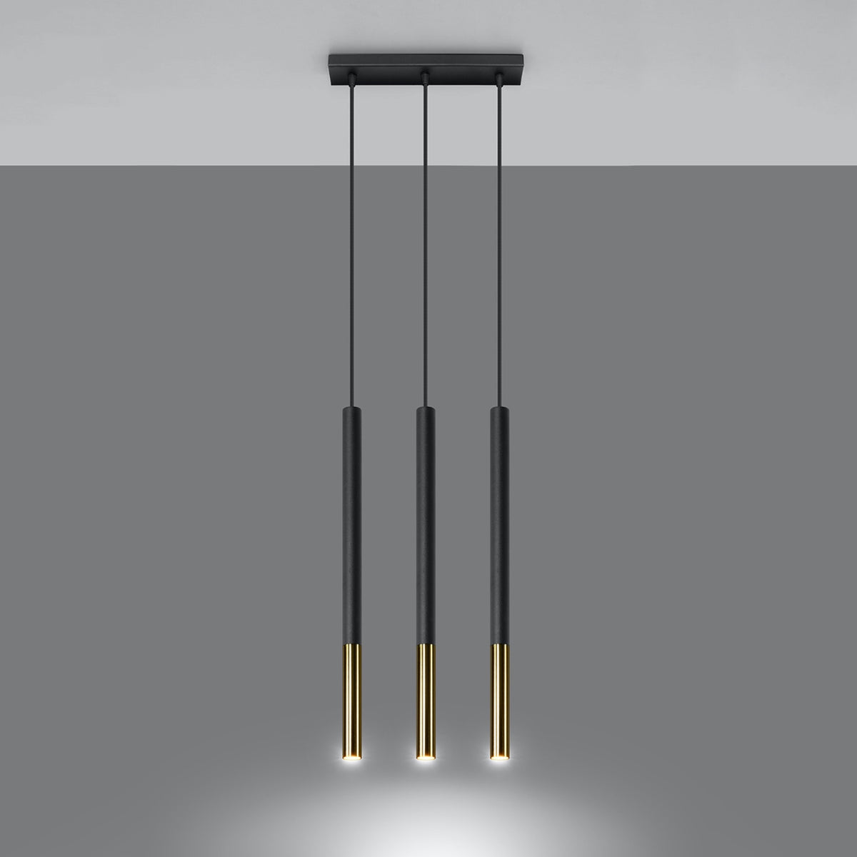 Pendellampe MOZAICA 3L sort/guld – G9 3 lyskilder stål 30 × 5 × 90 cm IP20