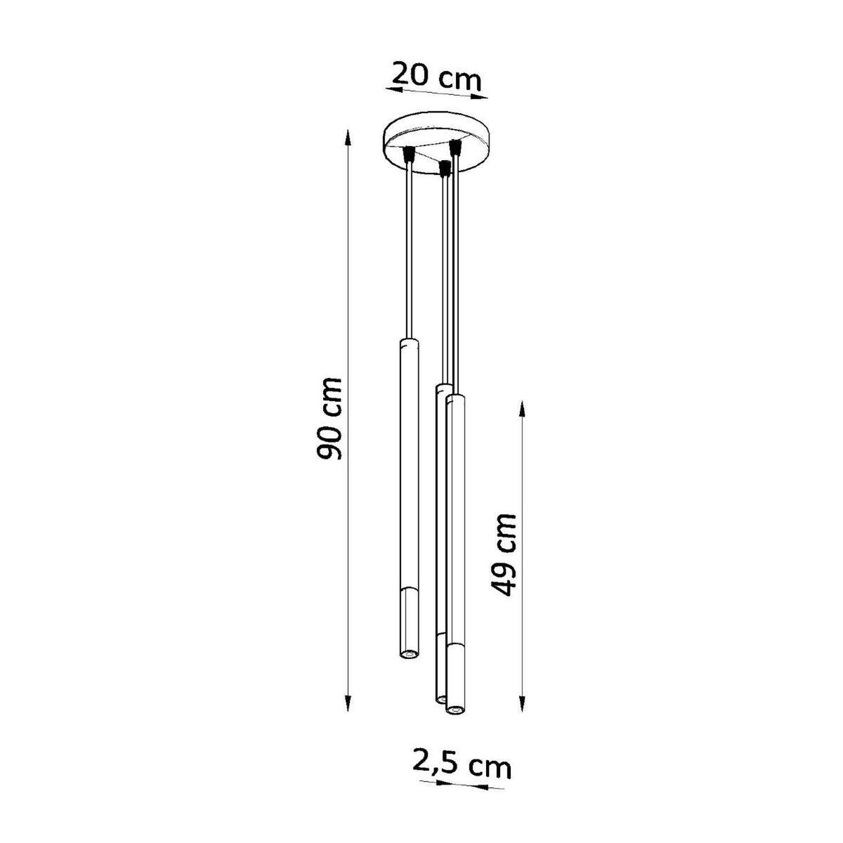 Pendellampe MOZAICA 3P sort/guld – G9 3 lyskilder stål 20 × 20 × 90 cm IP20